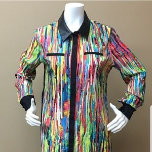 Brightly colored shirt dress, Size Medium